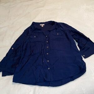Roz & Ali rayon/nylon blend button down
